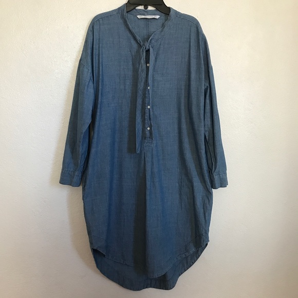 Zara Light Denim Oversized Dress - Picture 2 of 8